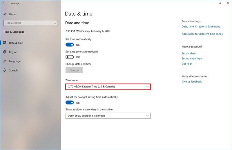 How to setup Time zone in windows system?