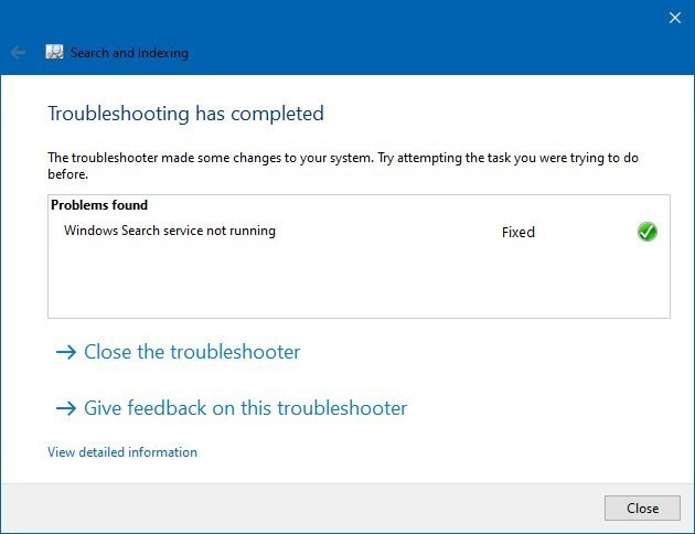 How to troubleshoot search control in windows?