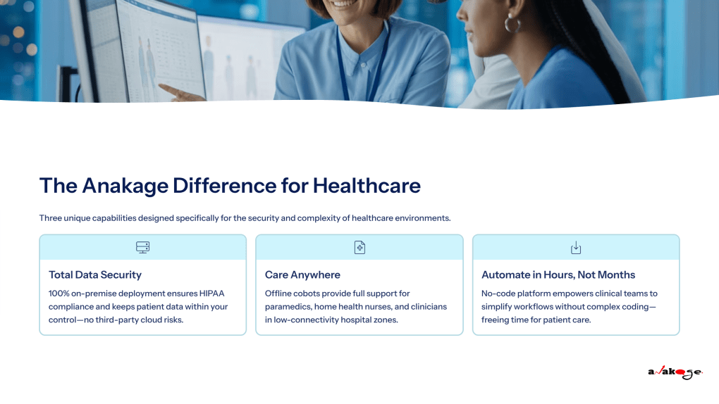 Image showing three unique capabilities designed specifically for the security and complexity of healthcare environments.